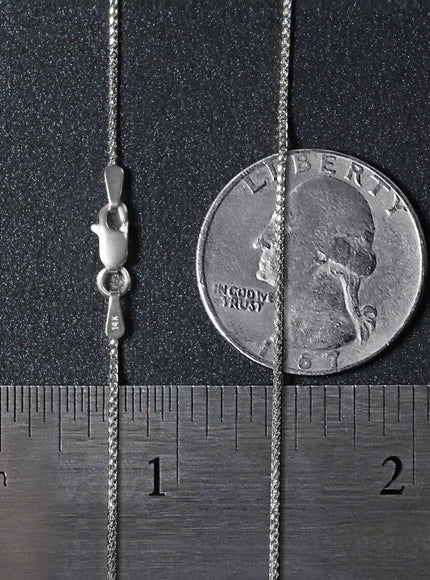 14k White Gold Diamond Cut Round Wheat Chain 1.0mm