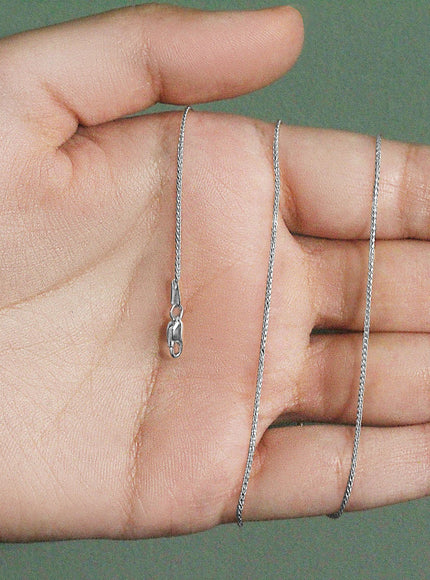 14k White Gold Diamond Cut Round Wheat Chain 1.0mm