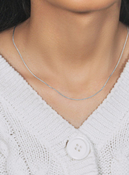 14k White Gold Diamond Cut Round Wheat Chain 1.0mm