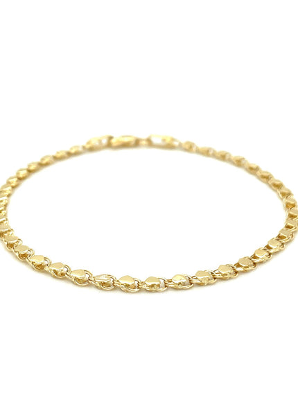 2.9mm 14k Yellow Gold Heart Bracelet