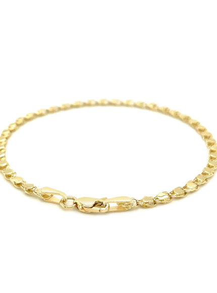2.9mm 14k Yellow Gold Heart Bracelet