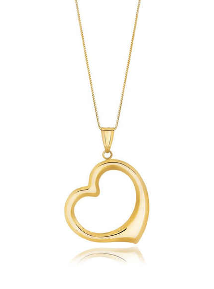 14k Yellow Gold Floating Heart Drop Pendant
