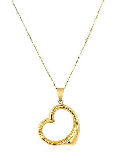 14k Yellow Gold Floating Heart Drop Pendant
