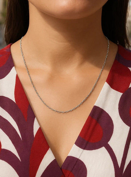 14k White Gold Round Cable Link Chain 1.1mm