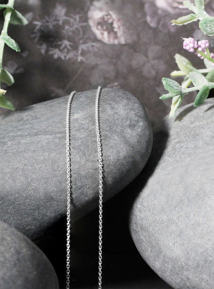 14k White Gold Round Cable Link Chain 1.1mm