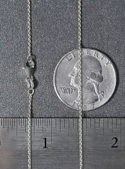 14k White Gold Round Cable Link Chain 1.1mm