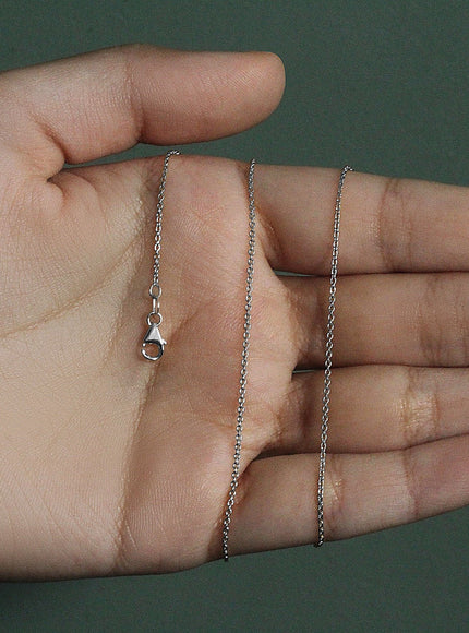 14k White Gold Round Cable Link Chain 1.1mm