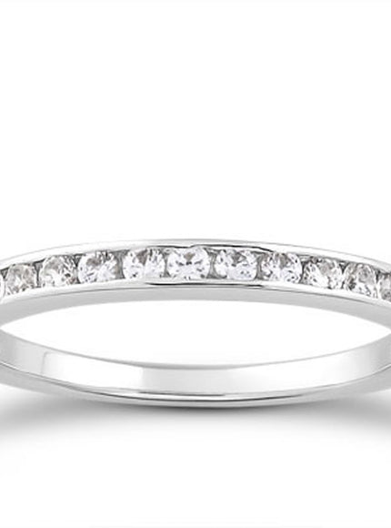 14k White Gold Channel Set Diamond Wedding Ring Band Set 1/3 Around