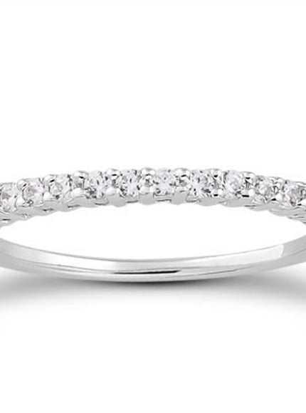 14k White Gold Shared Prong Diamond Wedding Ring Band with Airline Gallery