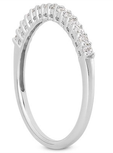 14k White Gold Shared Prong Diamond Wedding Ring Band with Airline Gallery