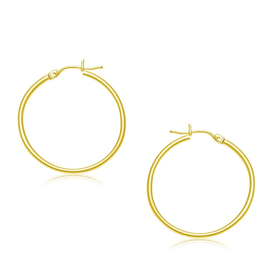 14k Yellow Gold Polished Hoop Earrings (30 mm) - Ellie Belle