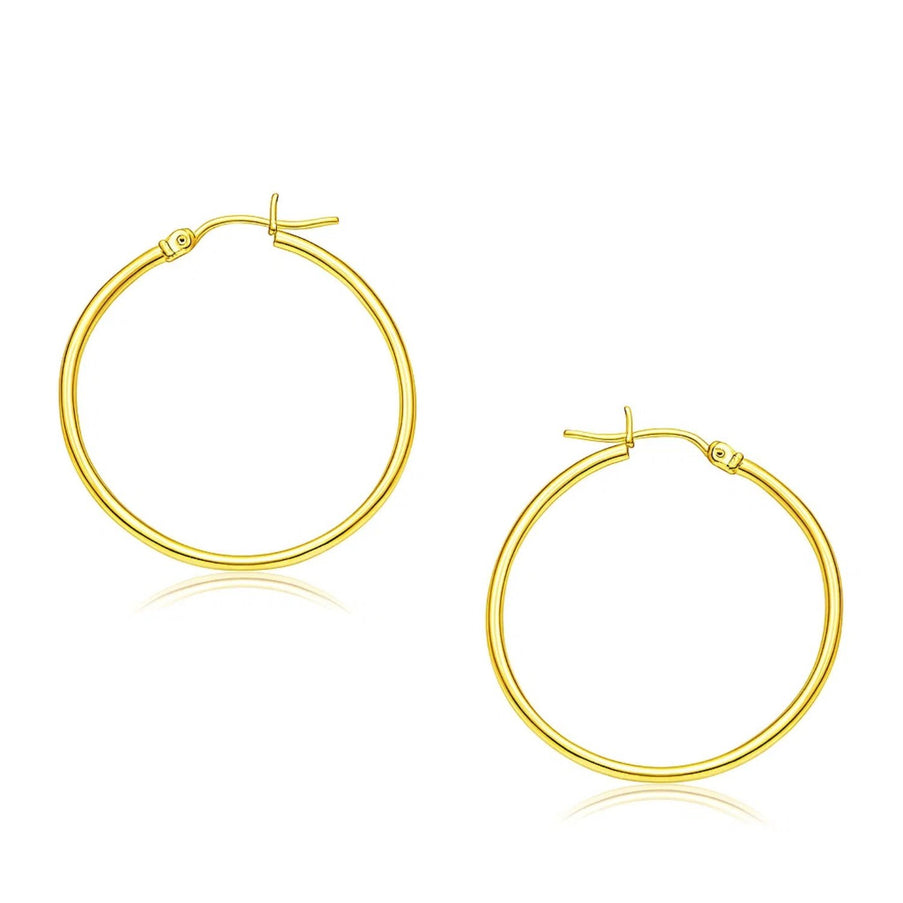 14k Yellow Gold Polished Hoop Earrings (30 mm)