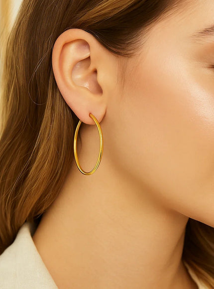 14k Yellow Gold Polished Hoop Earrings (30 mm)
