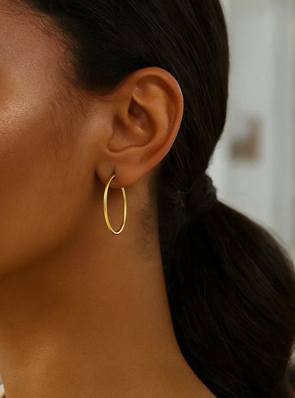 14k Yellow Gold Polished Hoop Earrings (30 mm)
