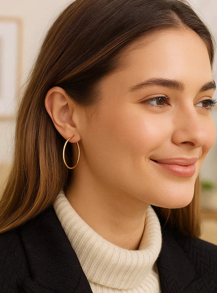 14k Yellow Gold Polished Hoop Earrings (30 mm)