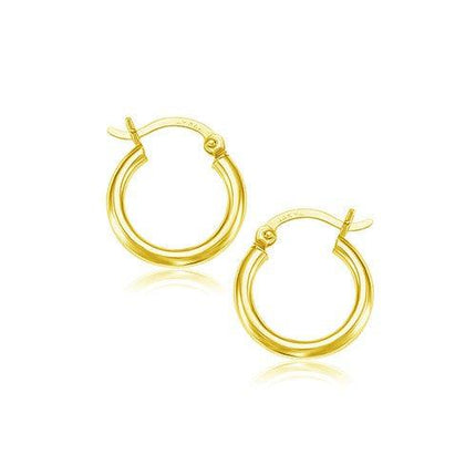 14k Yellow Gold Polished Hoop Earrings (15 mm) - Ellie Belle