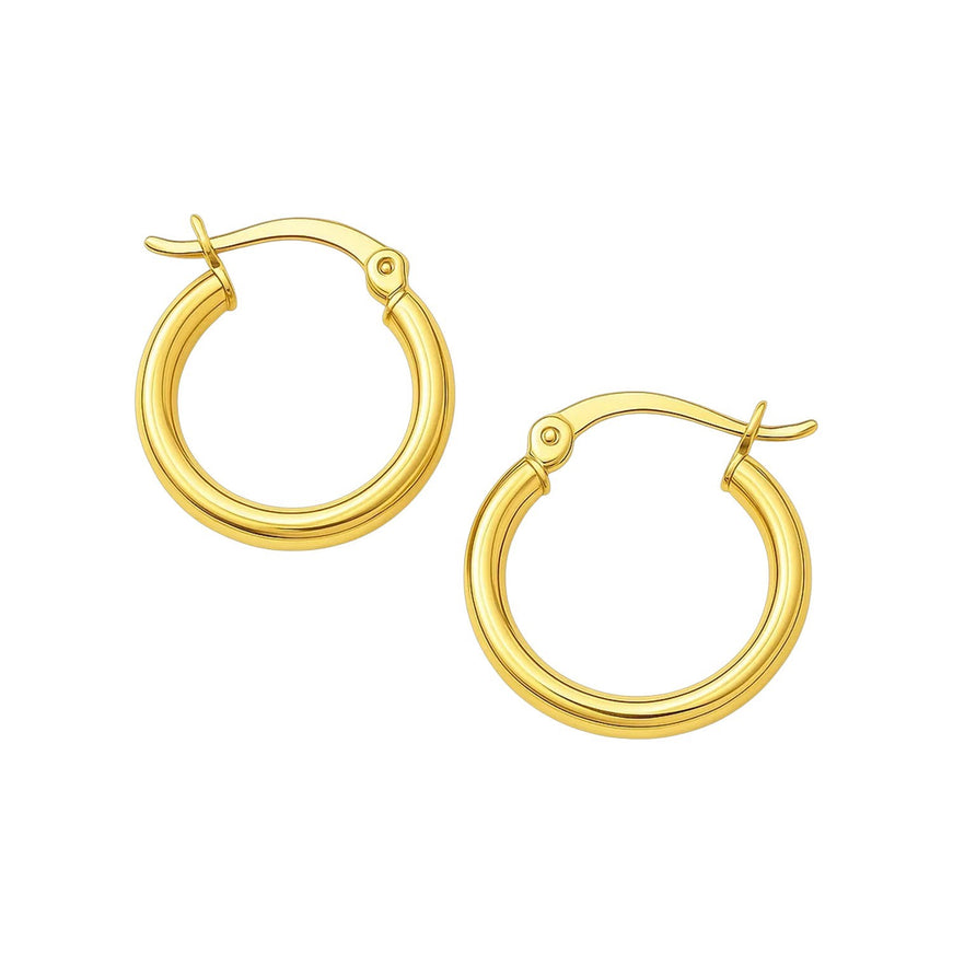 14k Yellow Gold Polished Hoop Earrings (15 mm)