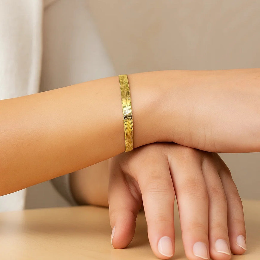 5.0mm 14k Yellow Gold Super Flex Herringbone Bracelet