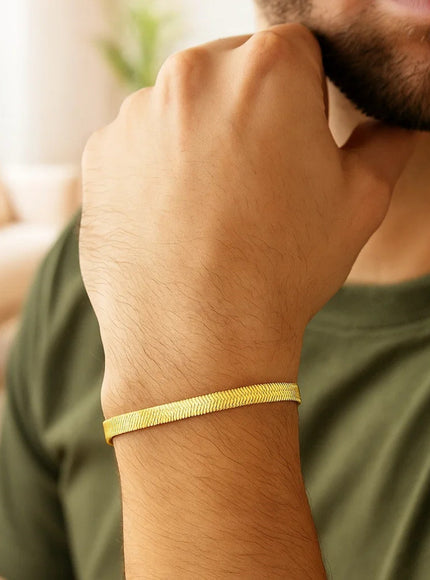 5.0mm 14k Yellow Gold Super Flex Herringbone Bracelet