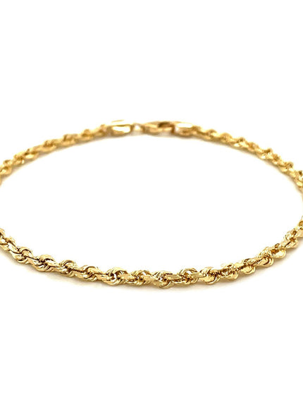 3.0mm 14k Yellow Gold Solid Diamond Cut Rope Bracelet