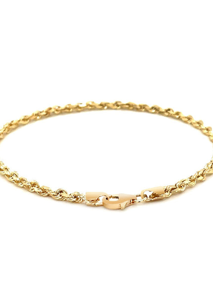 3.0mm 14k Yellow Gold Solid Diamond Cut Rope Bracelet