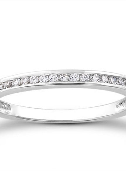 14k White Gold Slender Channel Set Diamond Wedding Ring Band Set 1/2 Around
