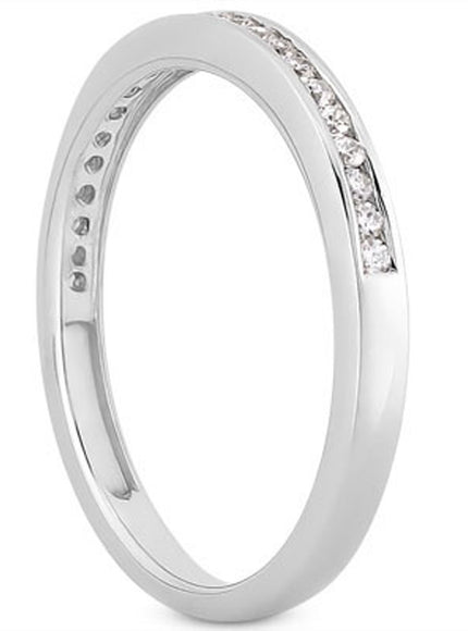 14k White Gold Slender Channel Set Diamond Wedding Ring Band Set 1/2 Around