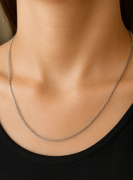 14k White Gold Diamond Cut Cable Link Chain 1.5mm