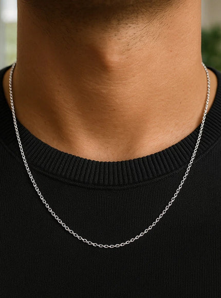 14k White Gold Diamond Cut Cable Link Chain 1.5mm