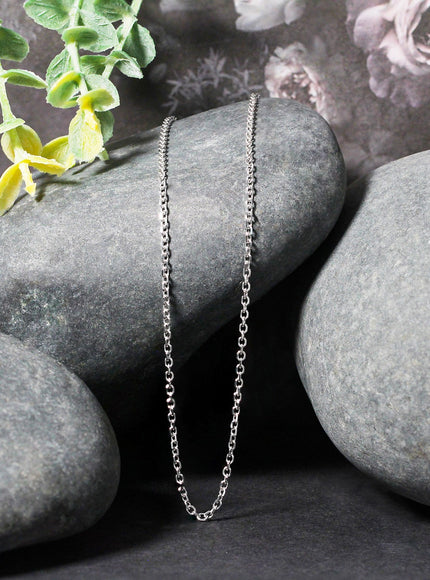 14k White Gold Diamond Cut Cable Link Chain 1.5mm