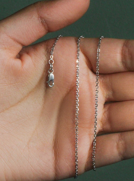 14k White Gold Diamond Cut Cable Link Chain 1.5mm