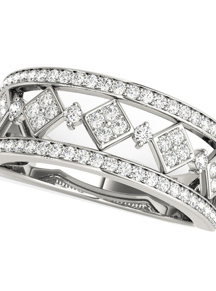 Diamond Studded Square Motif Ring in 14k White Gold (1/2 cttw)