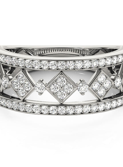 Diamond Studded Square Motif Ring in 14k White Gold (1/2 cttw)