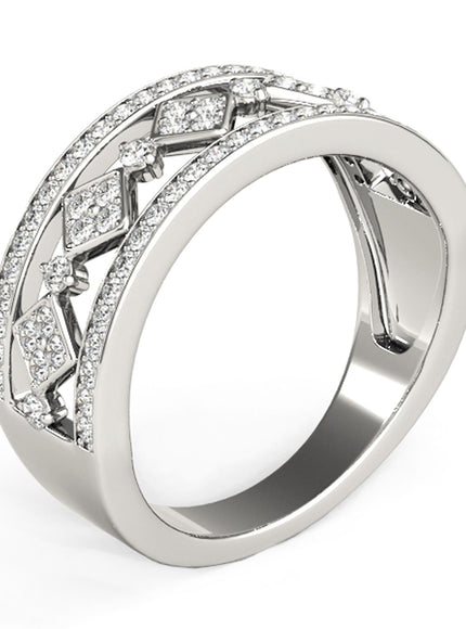 Diamond Studded Square Motif Ring in 14k White Gold (1/2 cttw)