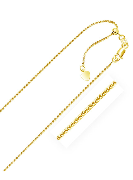 14k Yellow Gold Adjustable Wheat Chain 1.0mm