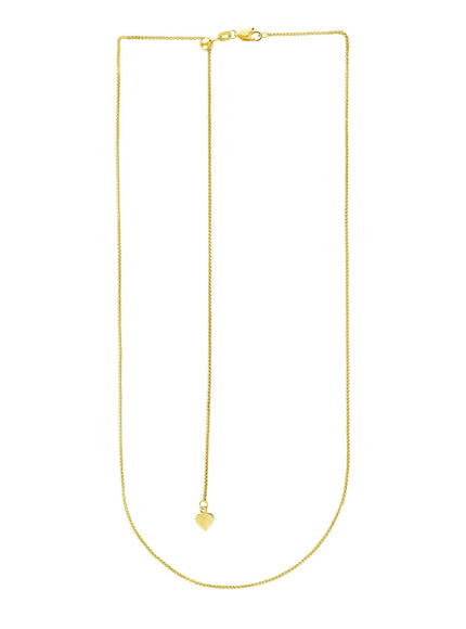 14k Yellow Gold Adjustable Wheat Chain 1.0mm