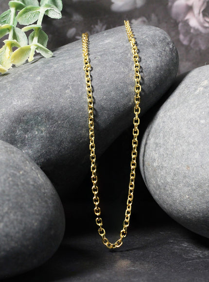 2.3mm 14k Yellow Gold Diamond Cut Cable Link Chain