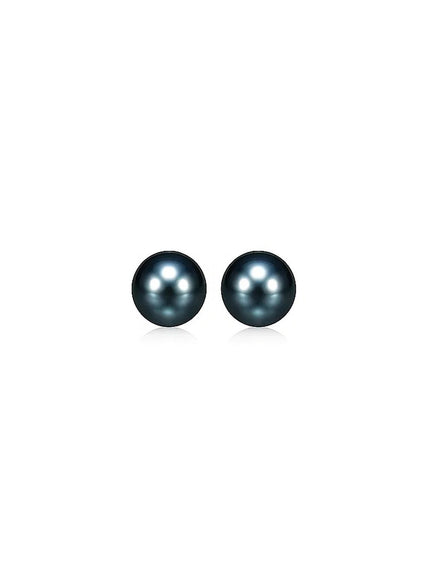 14k Yellow Gold Cultured Black Pearl Stud Earrings (6.0 mm)