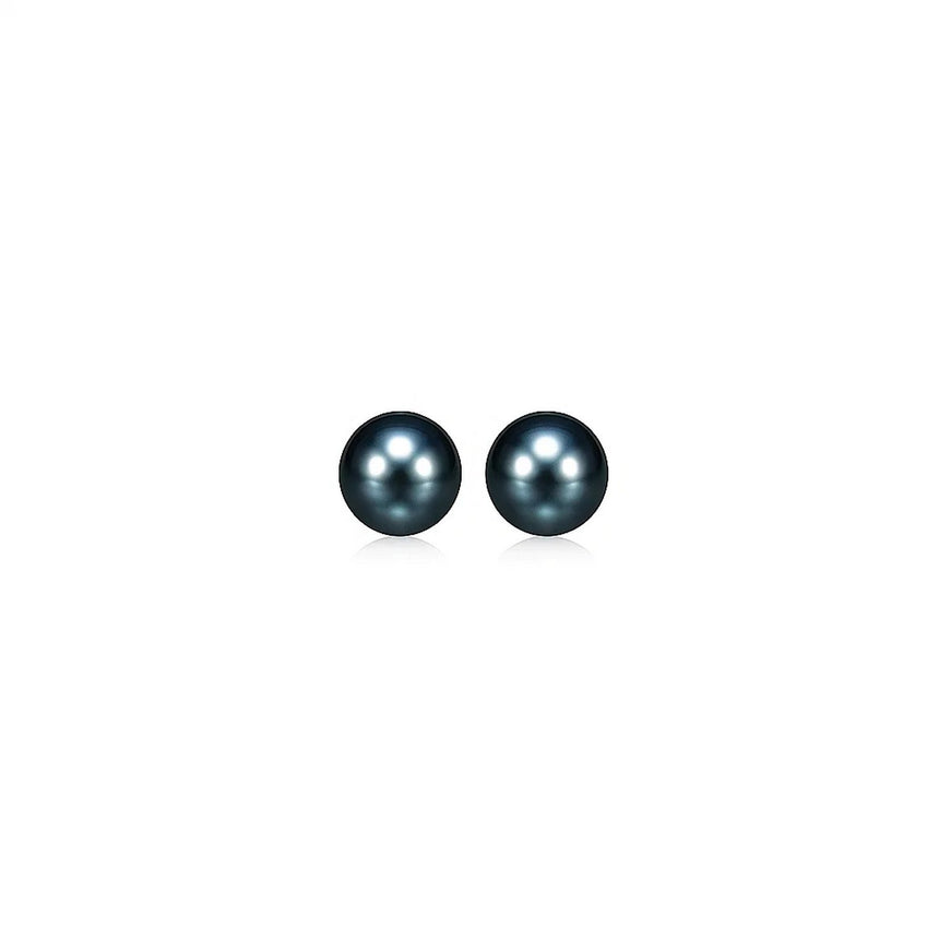 14k Yellow Gold Cultured Black Pearl Stud Earrings (6.0 mm)