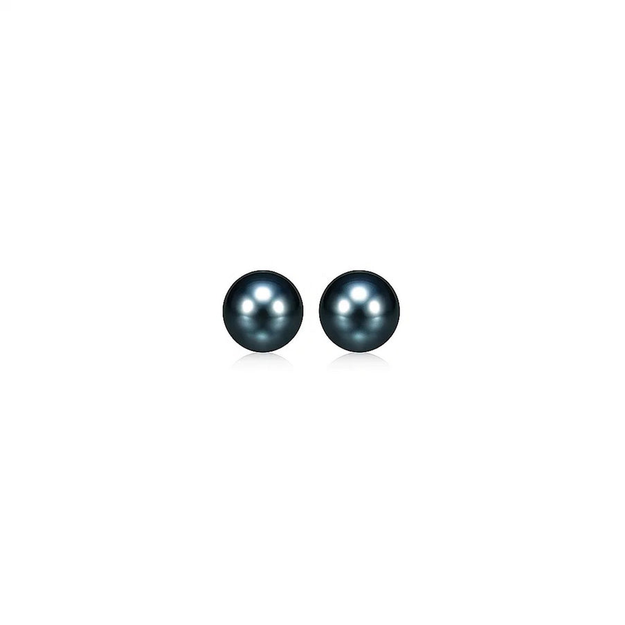 14k Yellow Gold Cultured Black Pearl Stud Earrings (6.0 mm)