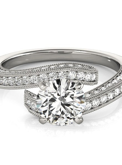 14k White Gold Round Diamond Bypass Style Engagement Ring (1 1/2 cttw)