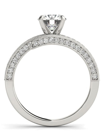 14k White Gold Round Diamond Bypass Style Engagement Ring (1 1/2 cttw)