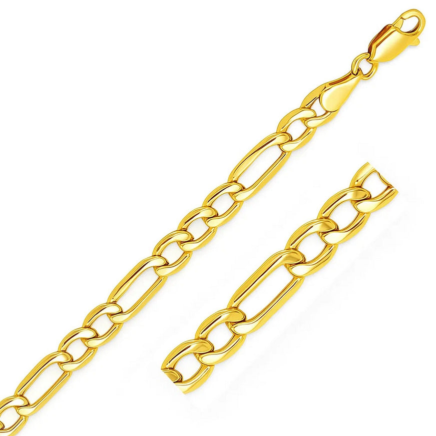 6.5mm 14k Yellow Gold Lite Figaro Chain