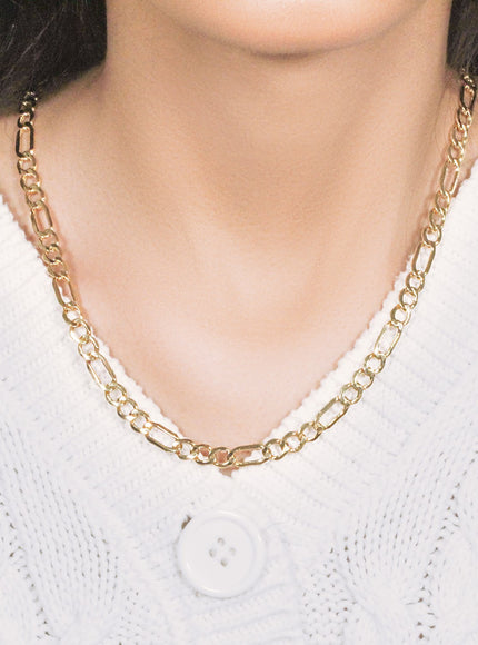 6.5mm 14k Yellow Gold Lite Figaro Chain