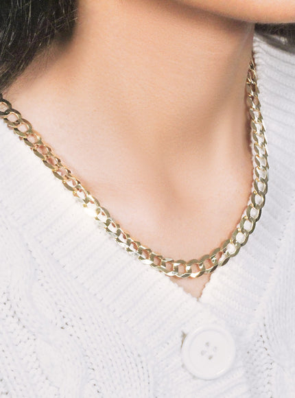 8.2mm 14k Yellow Gold Solid Curb Chain