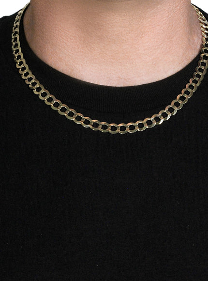 8.2mm 14k Yellow Gold Solid Curb Chain