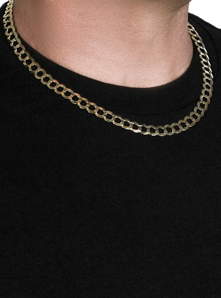 8.2mm 14k Yellow Gold Solid Curb Chain