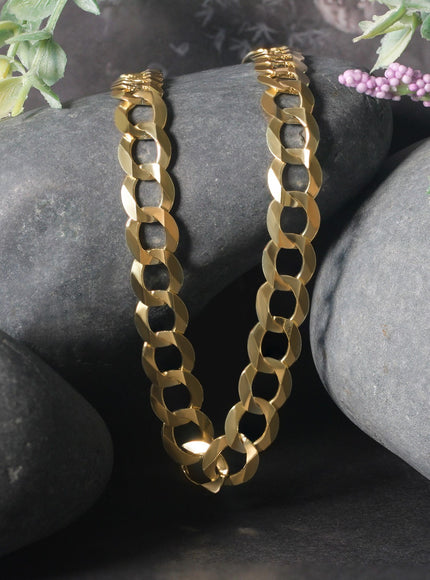 8.2mm 14k Yellow Gold Solid Curb Chain