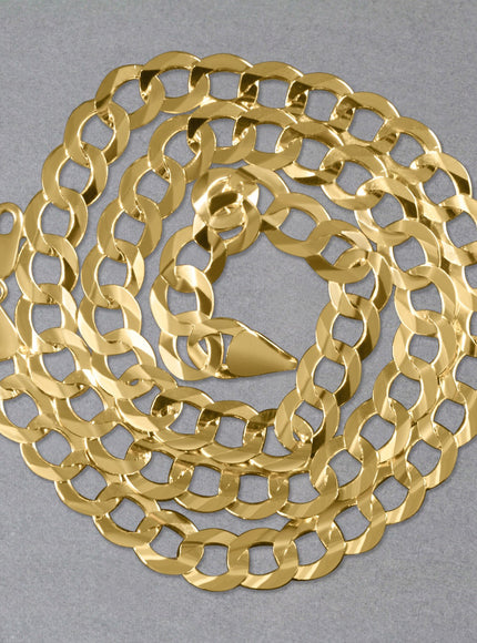 8.2mm 14k Yellow Gold Solid Curb Chain
