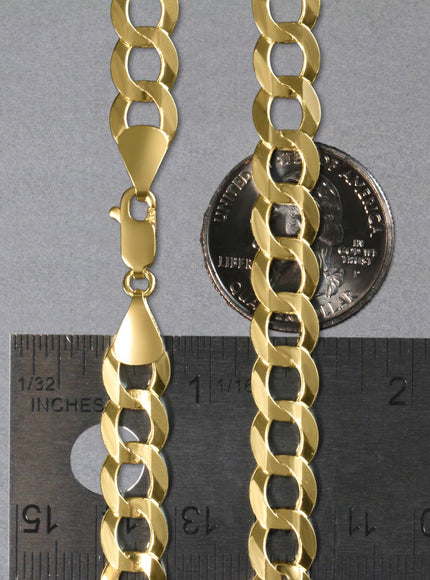 8.2mm 14k Yellow Gold Solid Curb Chain